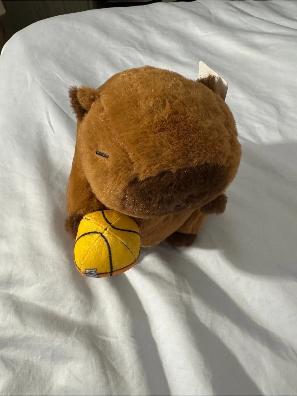 NWT Plush Small Pet Toy - Brown Capybara with Yellow NBA Basketball